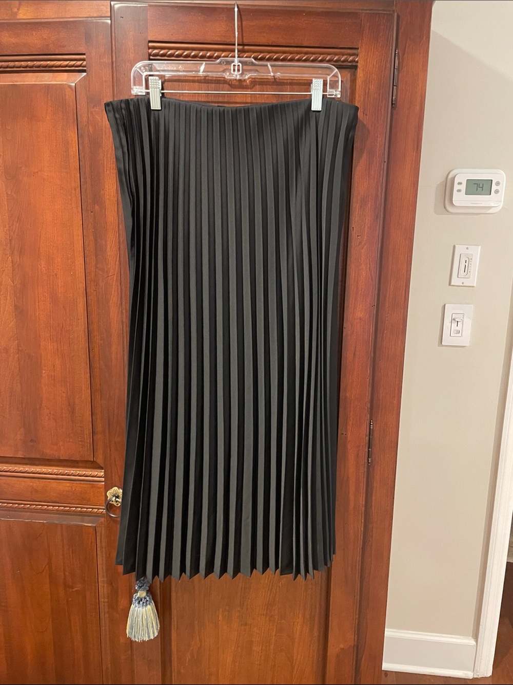 J. Crew Black Pleated Midi Skirt
